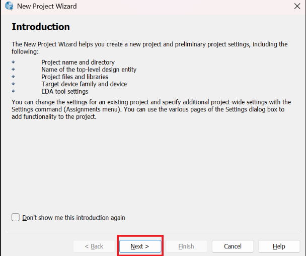 Project Name und Verzeichnis